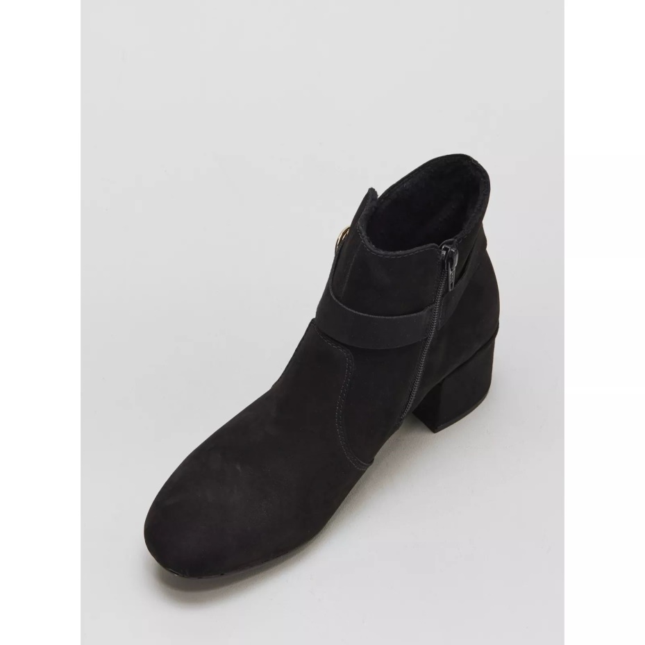 Black Rieker Block Heel Ankle Boot