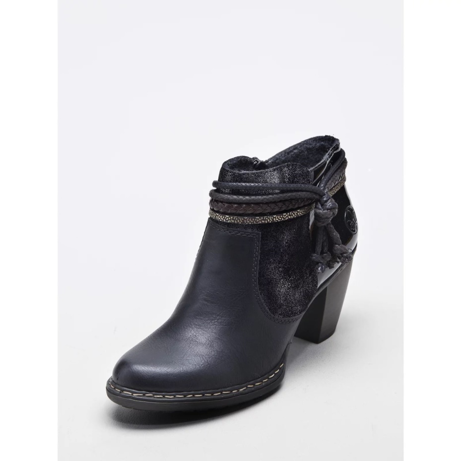 Black Rieker Ankle Boot with Tassel Trim