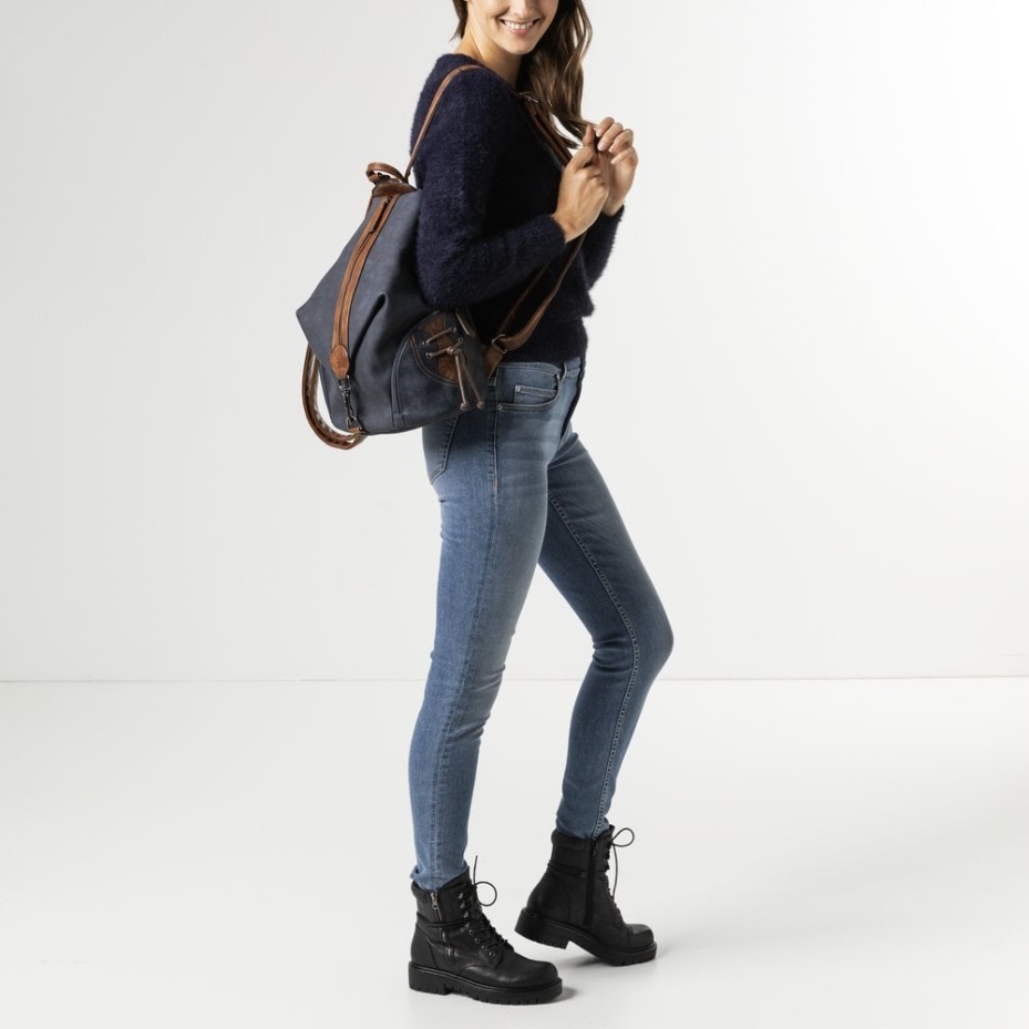 Blue Rieker H1055-14 Women Blue Zipper Handbag