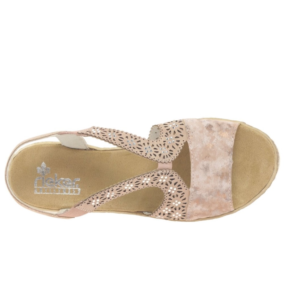 Rieker Alabama Womens Wedge Heel Sandals Rose