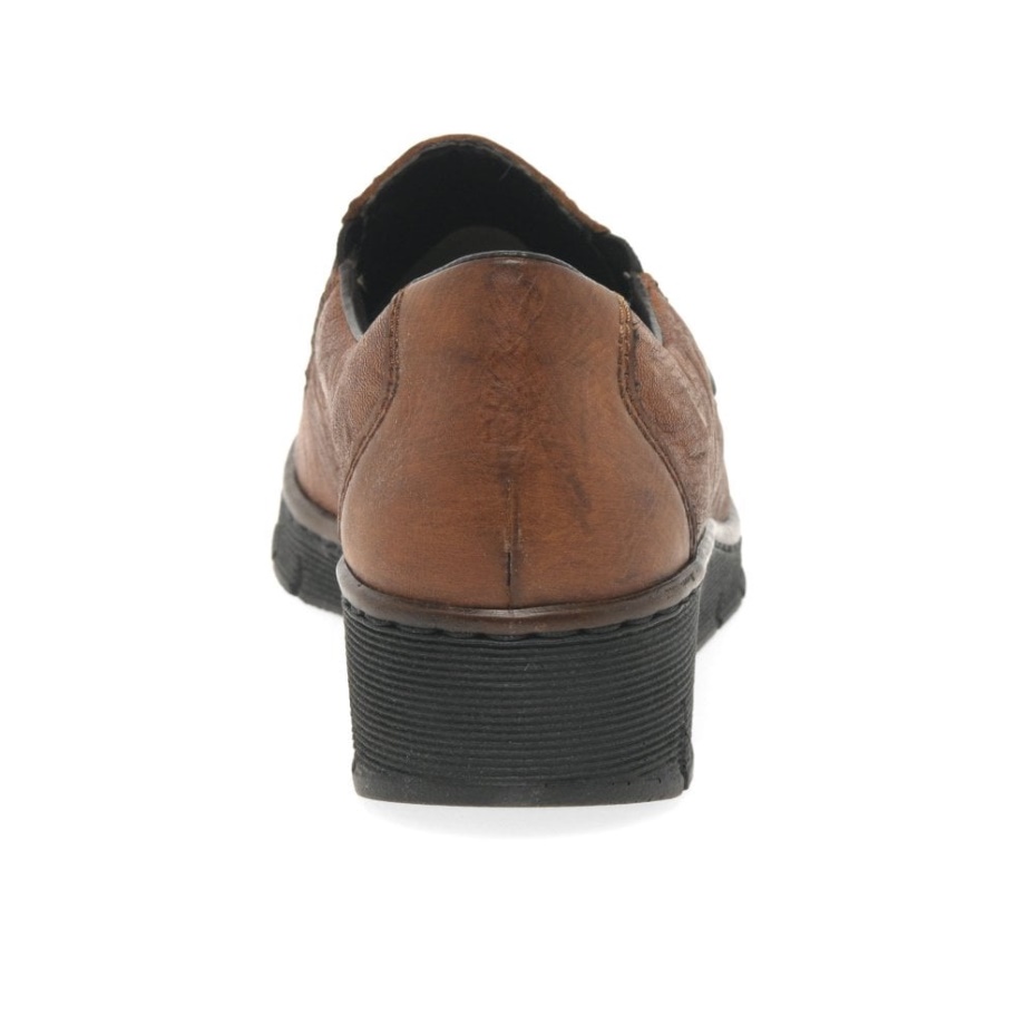 Rieker Gala Womens Casual Wedge Heel Shoes Chestnut