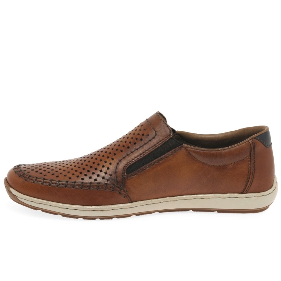 Rieker Pronto Mens Slip On Shoes Peanut