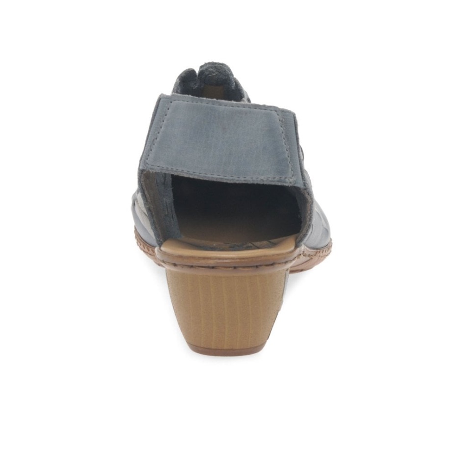 Rieker Sina Leather Woven Heeled Shoes Azur