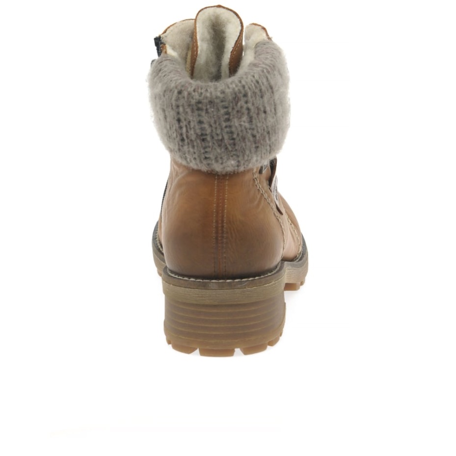 Rieker Wool Ladies Water-Resistant Lace Up Ankle Boots Tan