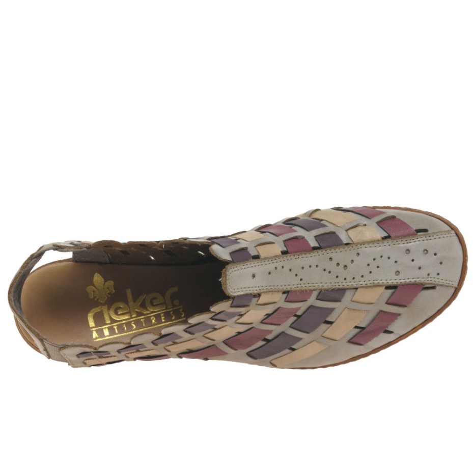 Stone Rieker Sina Leather Woven Heeled Shoes