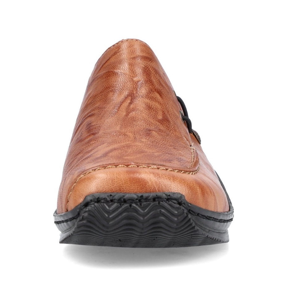 Rieker L1750 Women Slip-On Shoes Brown