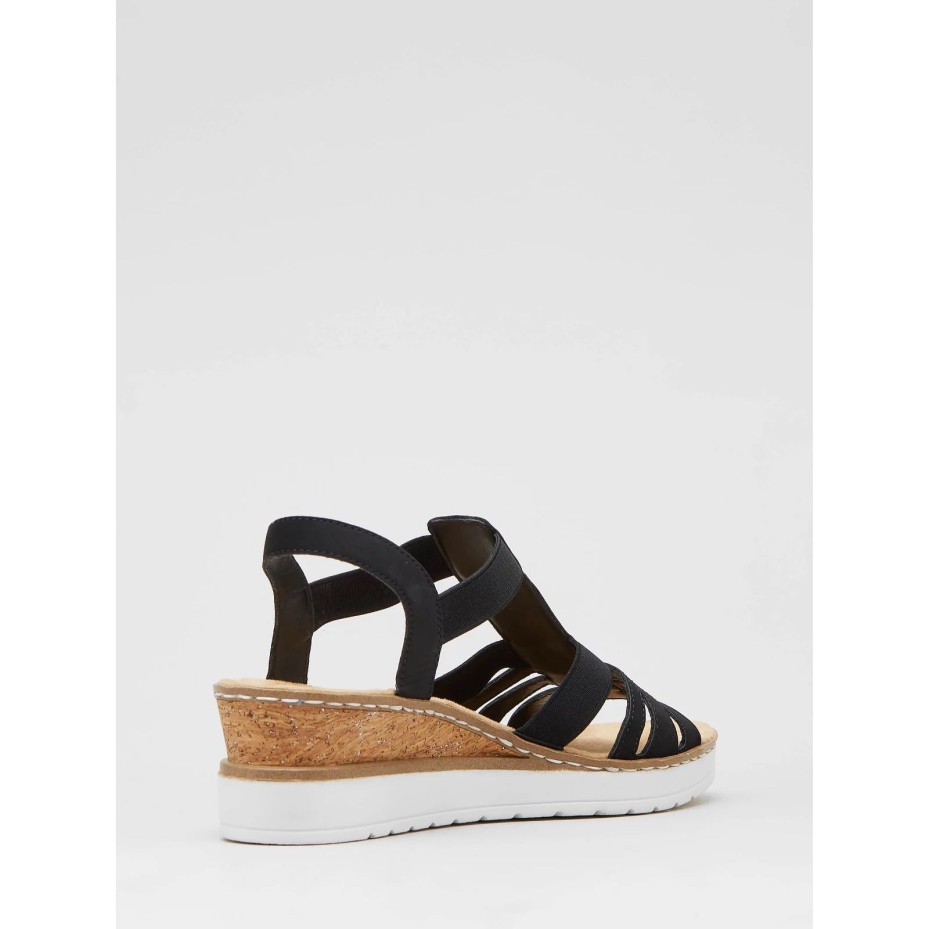 Rieker Wedge Sandal with Beaded Trim White