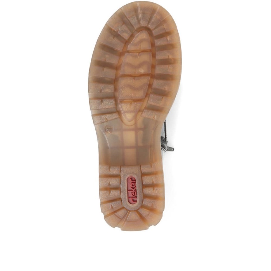 Rieker Black Patent Lace-Up Calf Boots