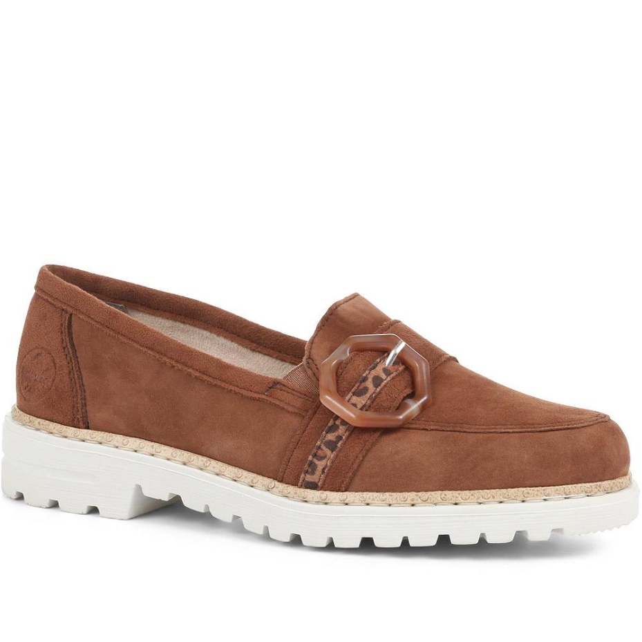 Rieker Casual Buckle Loafers Tan