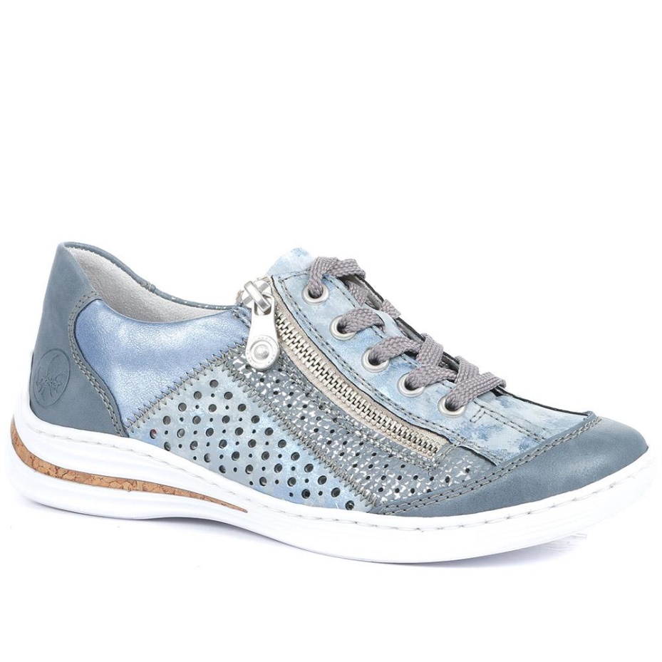 Rieker Casual Lace-Up Trainers Blue Multi
