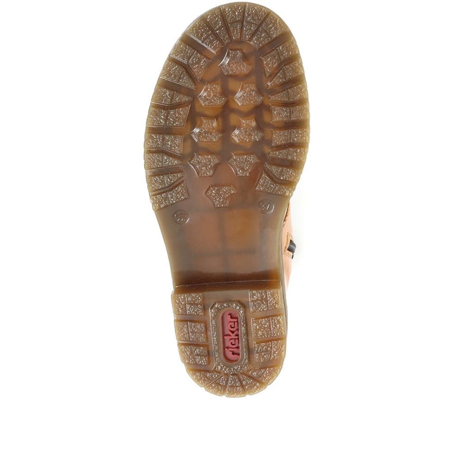 Rieker Honey Patent Lace-Up Ankle Boots