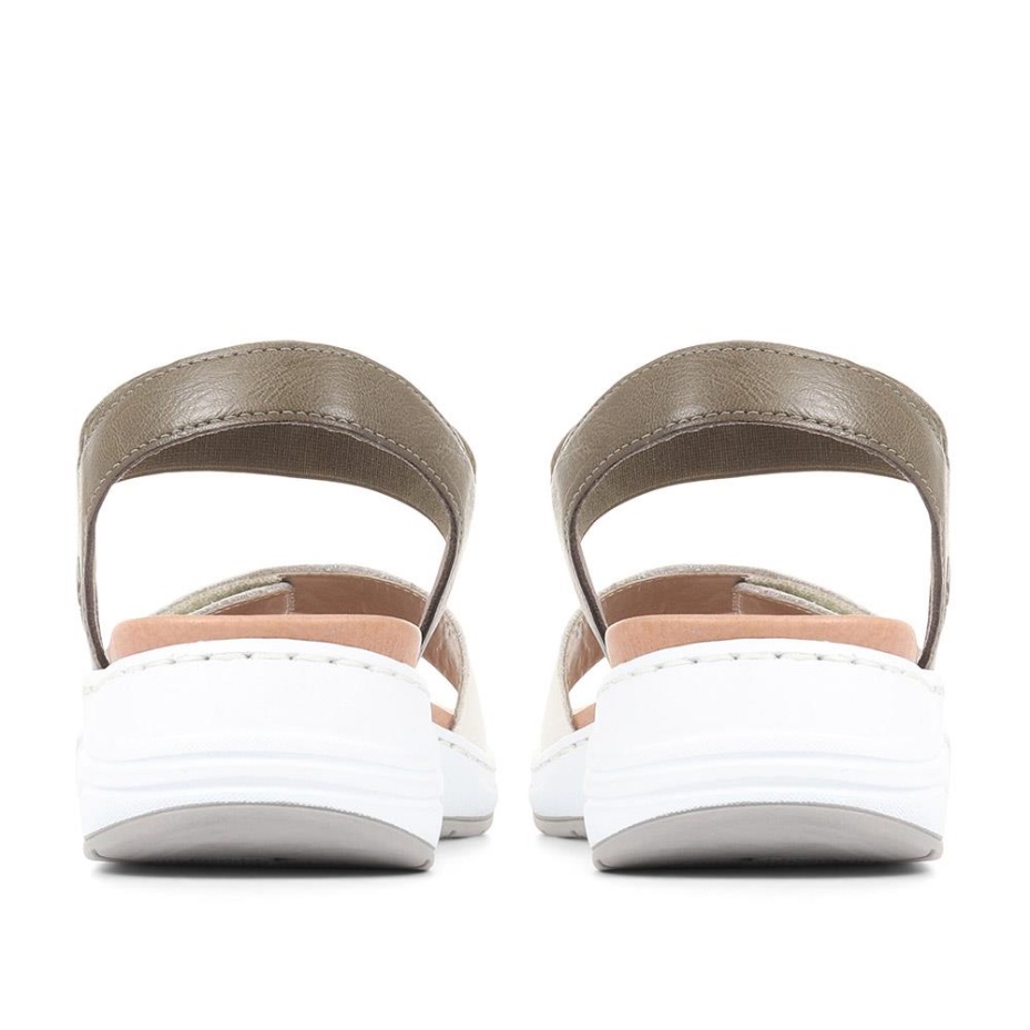 Rieker Off White Adjustable Sandals