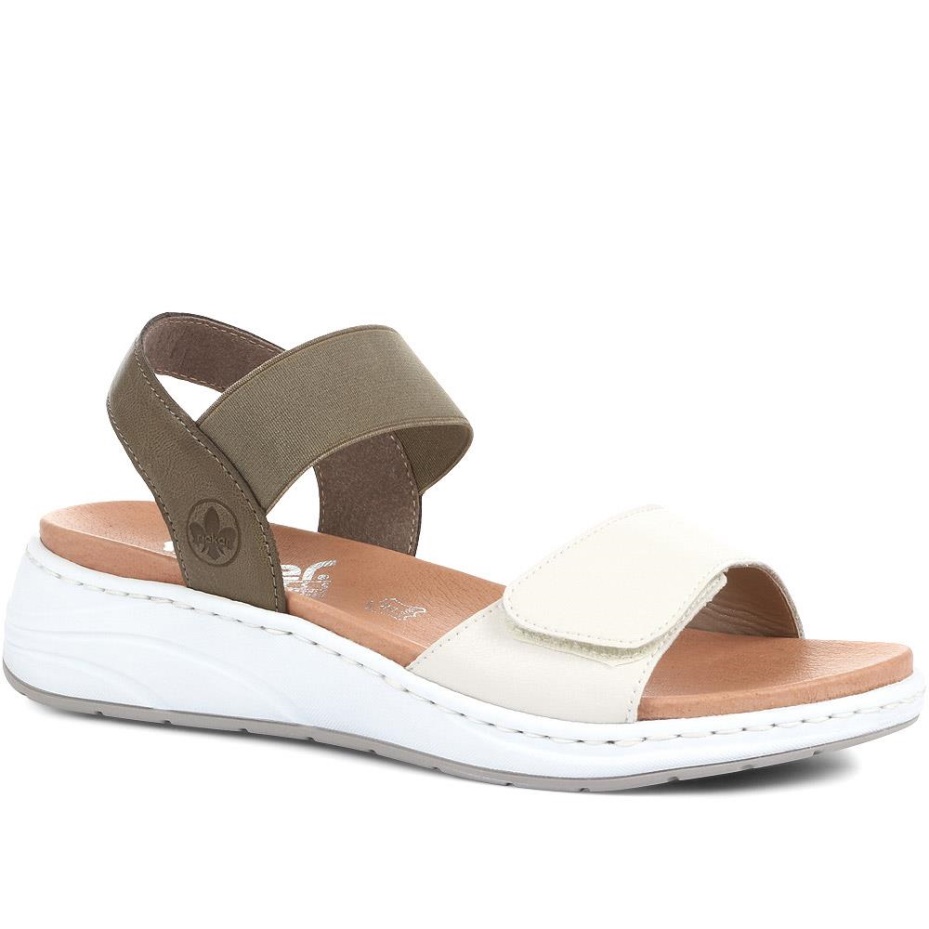 Rieker Off White Adjustable Sandals