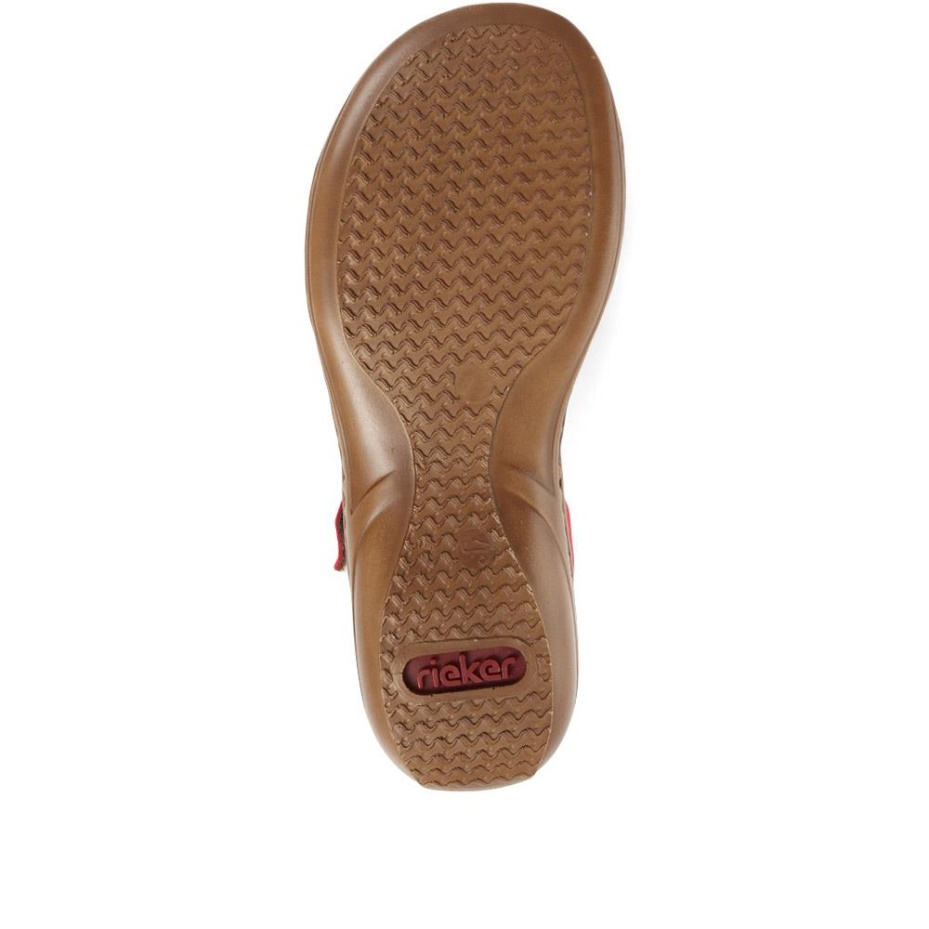 Rieker Red Fully Adjustable Sandals