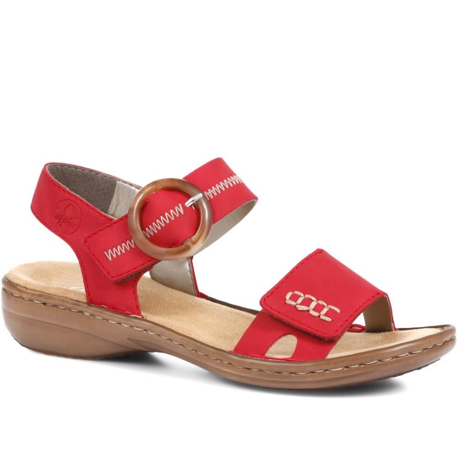 Rieker Red Fully Adjustable Sandals