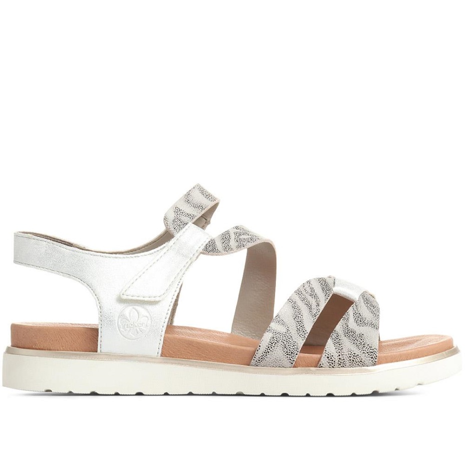 Rieker Strappy Flat Sandals White Multi