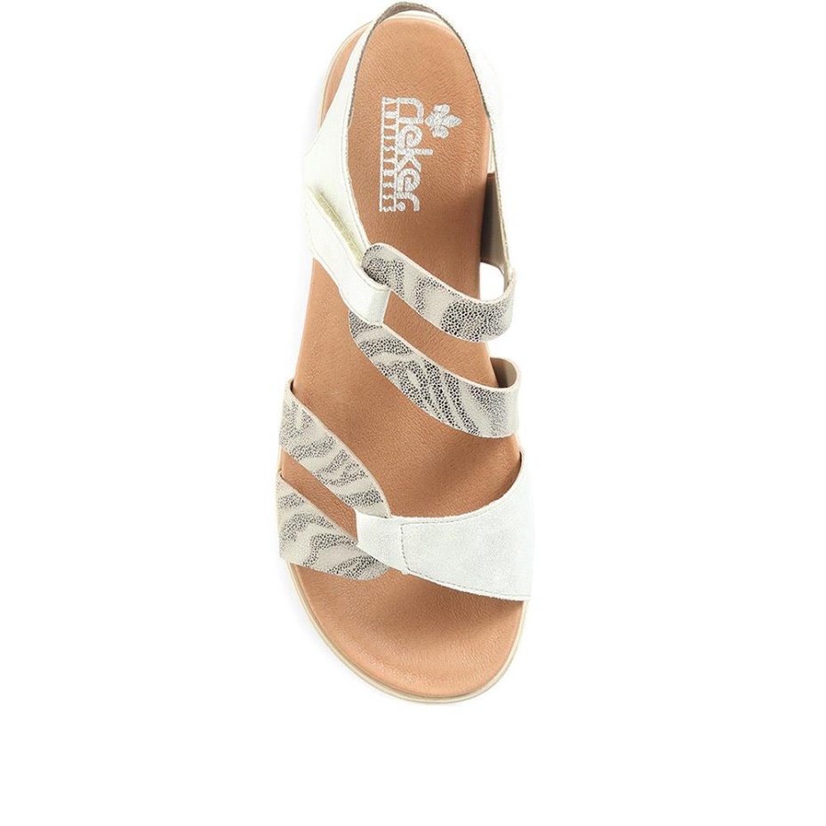 Rieker Strappy Flat Sandals White Multi