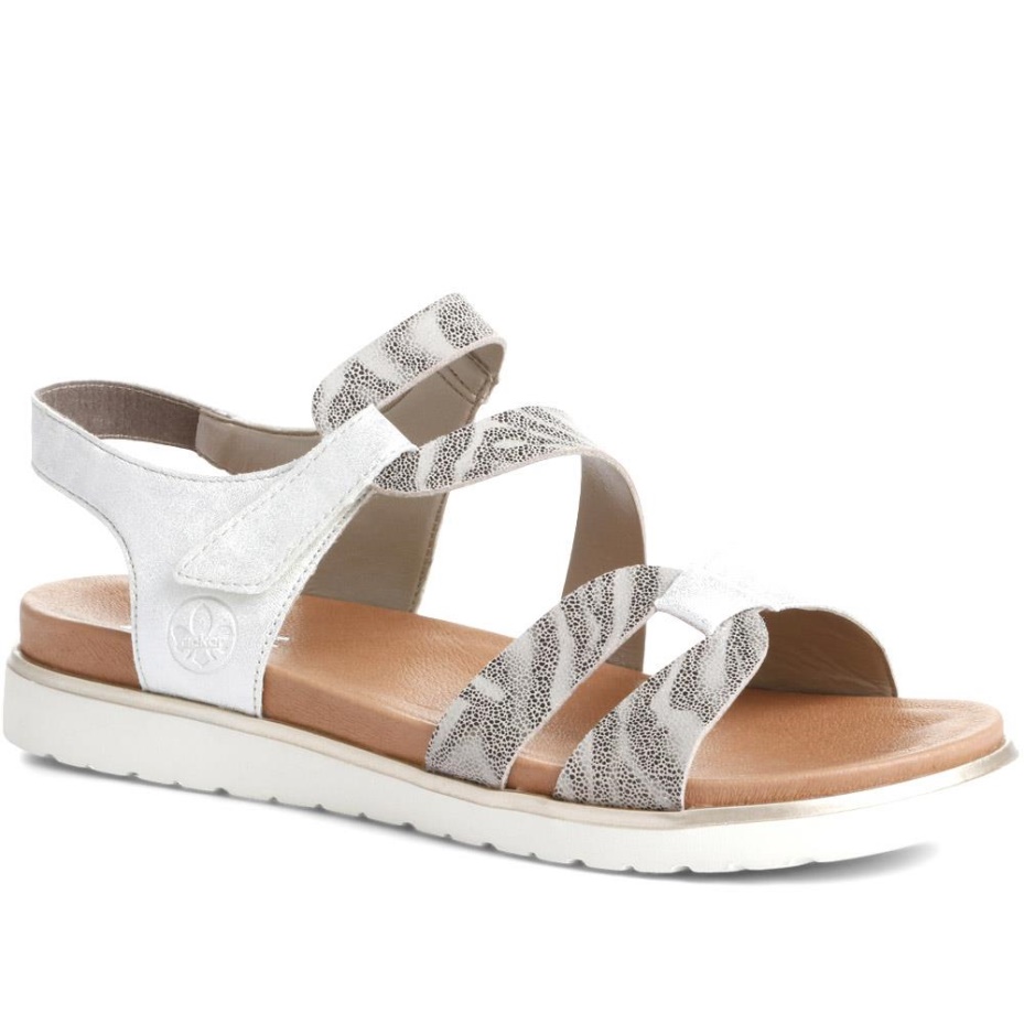Rieker Strappy Flat Sandals White Multi