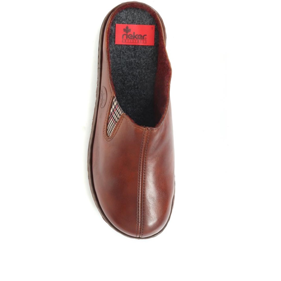 Rieker Tan Leather Mule Slippers