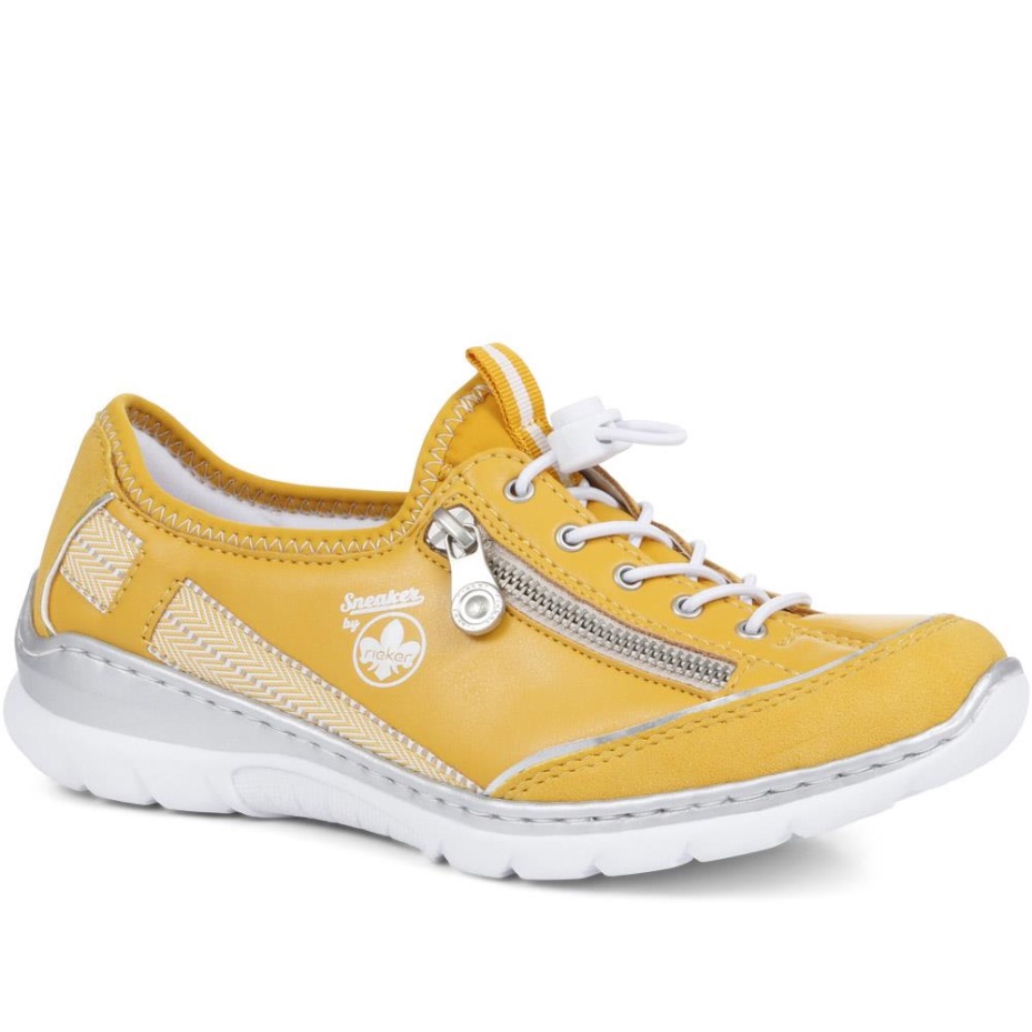 Rieker Wide Fit Slip-On Trainers Yellow